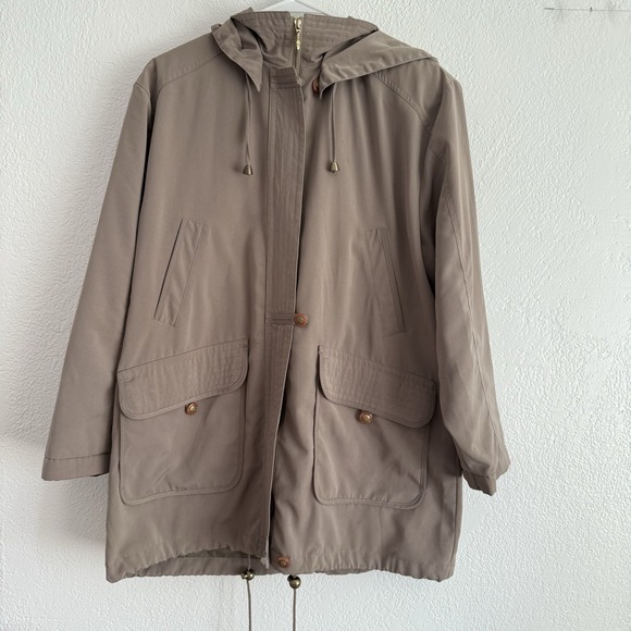 Carlo Briani Other - Vintage Carlo Briani Men's Medium Taupe Tan Brown Hooded Raincoat Jacket